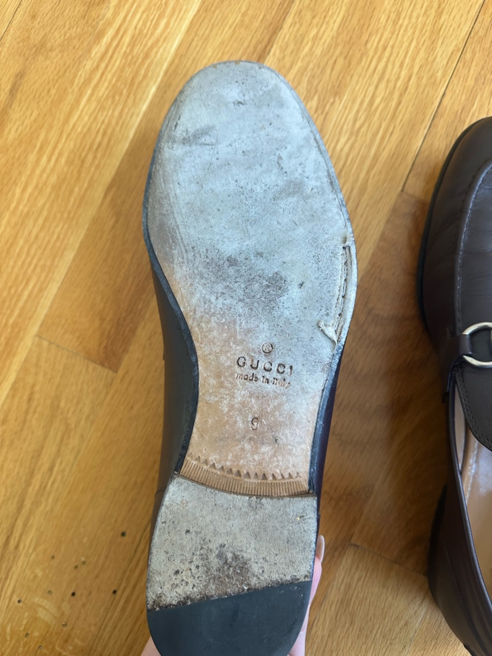 Gucci Brown Leather Horsebit Slip-On Loafers - Picture 5 of 6